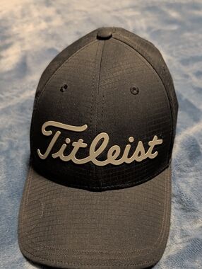 Titleist Navy Blue Cap with Raised Gray Script Logo